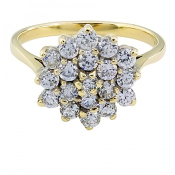 9ct gold Cubic Zirconia Cluster Ring size P